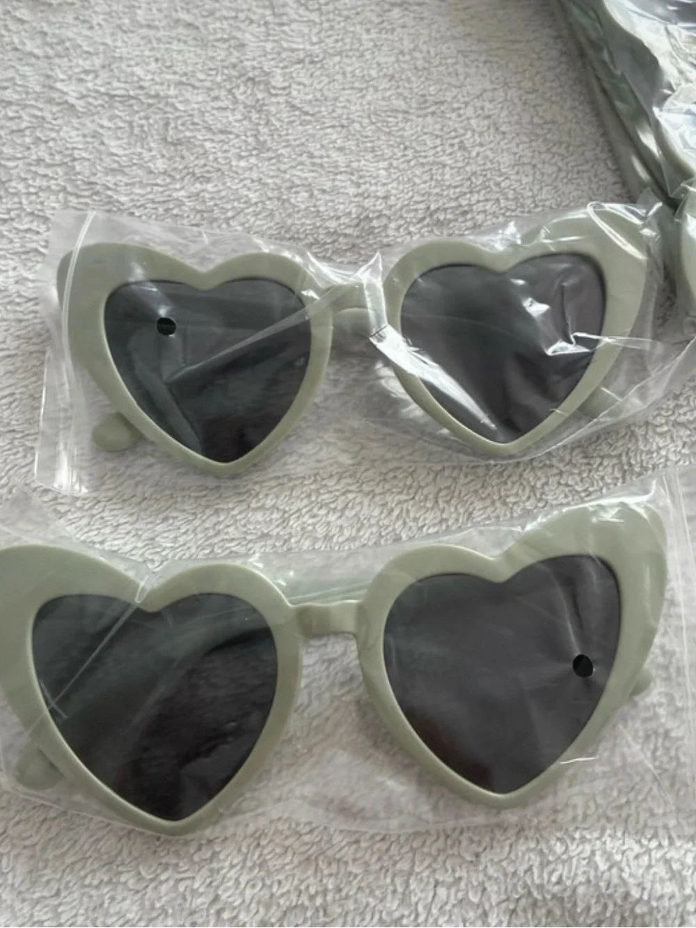 10 pack Heart-Shaped Party Sunglasses - Sage Green